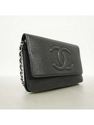 Chanel Chanel Wallet/Shoulder Wallet Chain Shoulder Caviar Leather Ebene Women's (view 2)