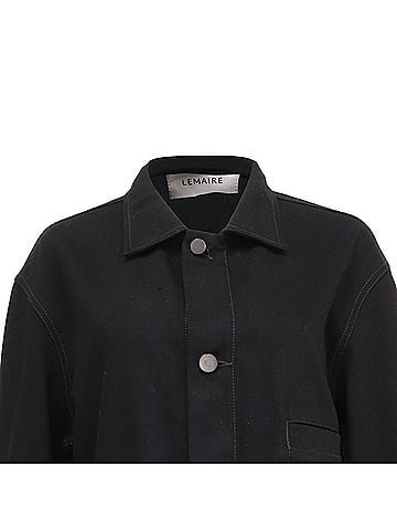 Christophe Lemaire Lemaire Buttoned Workwear Jacket with Pockets in Black Cotton Denim (view 2)