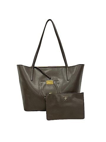 Salvatore Ferragamo Salvatore Ferragamo Gancini Leather Tote Bag, Brown, Women's (view 1)