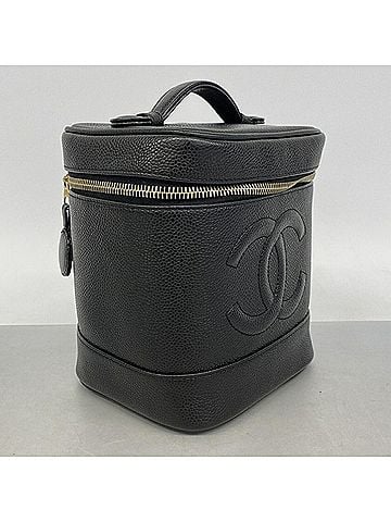 Chanel Chanel handbag/vanity bag, caviar leather, black, women's. (view 2)