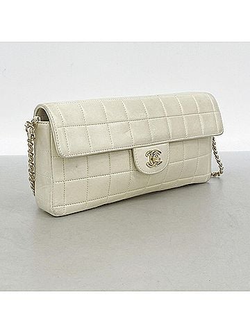 Chanel Chanel Chocolate Bar Chain Shoulder Bag, Lambskin, Beige, Women's, P3423262 (view 2)