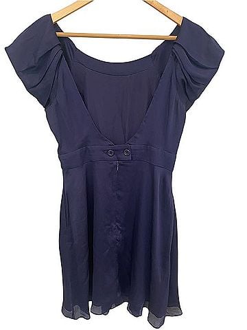 BCBGeneration Navy Puff-Sleeve Mini Dress Cocktail Dress (view 2)