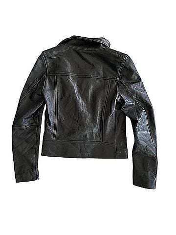 DSTLD Asymmetrical Leather Biker Modern Jacket Blazer (view 2)