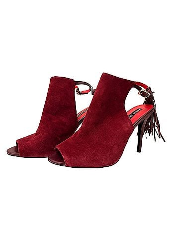 Charles Jourdan Suede Tassel Heels (view 1)