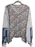 Pol Floral Blue Brown Long Sleeve T-Shirt Size M - photo 1