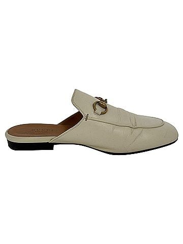 Gucci Gucci Horsebit Accent Mules in White Leather (view 1)
