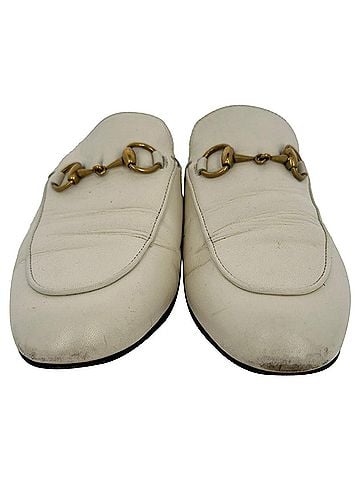 Gucci Gucci Horsebit Accent Mules in White Leather (view 2)