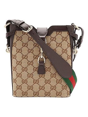 Gucci GUCCI GG Canvas Mini Bucket Bag Shoulder Leather Beige Dark Brown Green Red 782919 (view 1)