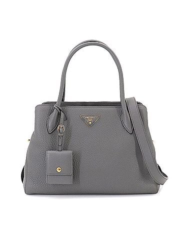 Prada Prada 2-way Hand/Shoulder Handbag, Leather, Gray, 1BA127, Gold Hardware (view 1)