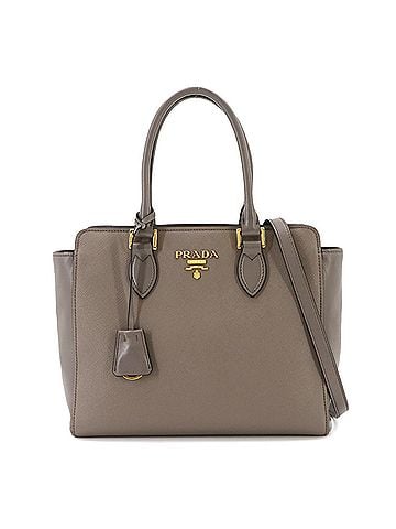 Prada Prada Saffiano 2-way Hand/Shoulder Handbag, Leather, Gray, 1BA113 (view 1)