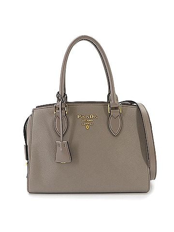 Prada Prada Saffiano 2-way Hand/Shoulder Handbag, Gray Leather, 1BA164, Gold Hardware (view 2)