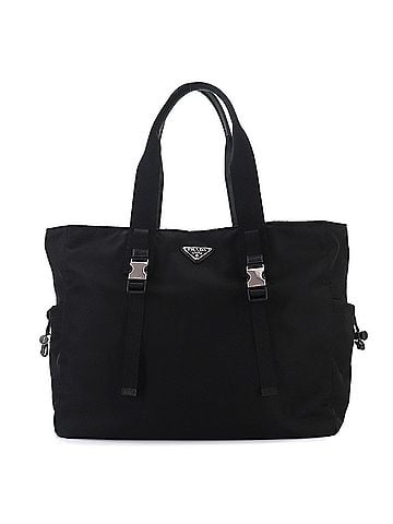 Prada Prada PRADA Tote Handbag Nylon Saffiano Leather Nero Black 2VG042 Silver Hardware Bag (view 1)