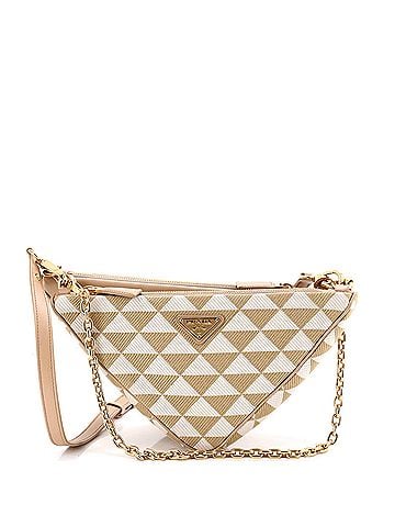 Prada Double Symbole Triangle Bag Leather and Jacquard Mini (view 1)