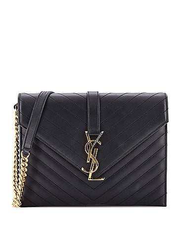 Saint Laurent Classic Monogram Envelope Chain Bag Matelasse Chevron Leather Medium (view 1)