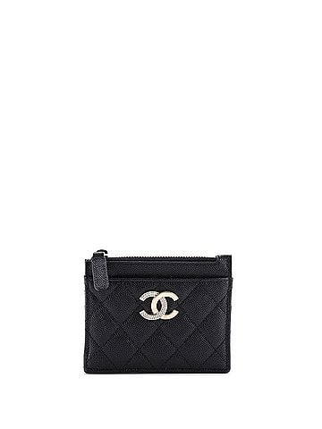Chanel Crystal CC Card Holder Quilted Caviar (view 1)