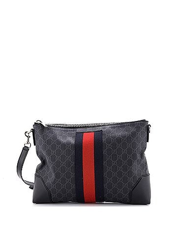 Gucci Web Zip Flat Messenger GG Coated Canvas Medium (view 1)
