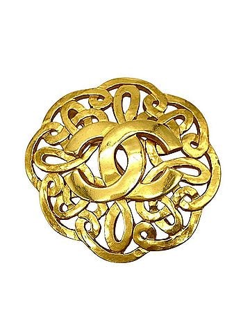 Chanel Chanel Coco Mark Round Brooch, Metal, Gold GP 97P, Women's (view 1)