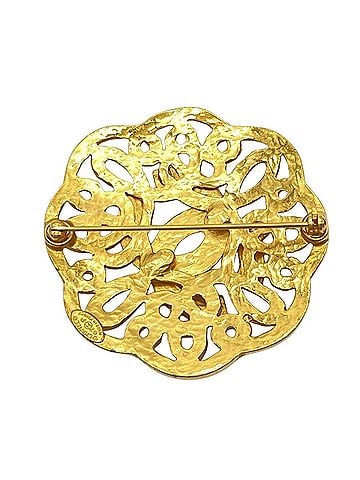 Chanel Chanel Coco Mark Round Brooch, Metal, Gold GP 97P, Women's (view 2)