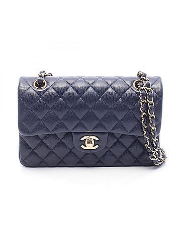 Chanel Chanel Matelassé Double Flap Shoulder Bag/Handbag, Caviar Leather (Grained Calfskin), Women's, Navy, A01113 (view 1)