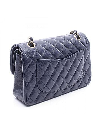 Chanel Chanel Matelassé Double Flap Shoulder Bag/Handbag, Caviar Leather (Grained Calfskin), Women's, Navy, A01113 (view 2)