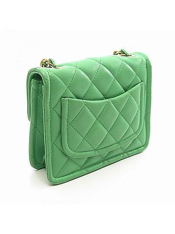 Chanel Chanel Matelassé Small Shoulder Bag/Handbag, Caviar Leather (Grained Calfskin), Women's, Green (view 2)