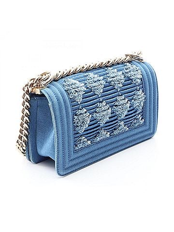 Chanel Chanel Boy Small Shoulder Bag Handbag Denim Women's Blue (view 2)
