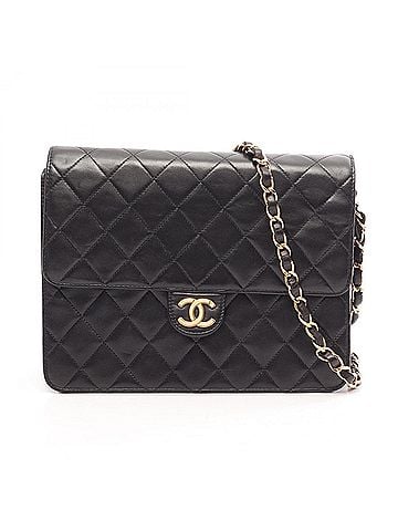 Chanel Chanel Matelassé Single Flap Push-Lock Shoulder Bag/Handbag, Lambskin Leather, Women's, Black (view 1)