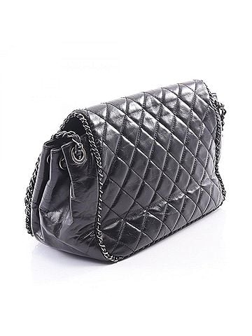 Chanel Chanel Matelassé Chain Around Shoulder Bag/Handbag with Antique Hardware, Calfskin Leather, Women's, Black (view 2)