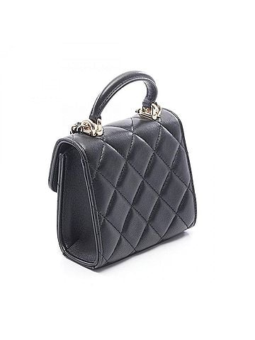 Chanel Chanel Mini Matelassé Chain Clutch Shoulder Bag Handbag, Lambskin Leather, Women's, Black (AP2682) (view 2)