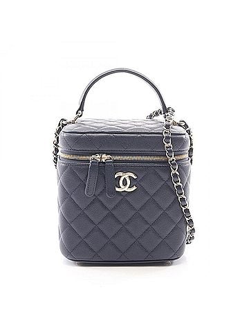 Chanel Chanel Matelassé Vanity Bag, 2-Way Shoulder Bag/Handbag, Caviar Leather (Grained Calfskin), Women's, Navy, AS2362 (view 1)