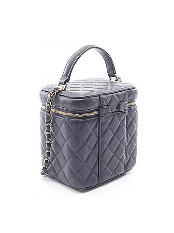 Chanel Chanel Matelassé Vanity Bag, 2-Way Shoulder Bag/Handbag, Caviar Leather (Grained Calfskin), Women's, Navy, AS2362 (view 2)