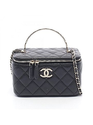 Chanel Chanel Matelassé Vanity Top Handle 2-Way Shoulder Bag/Handbag, Caviar Leather (Grained Calfskin), Women's, Black (view 1)