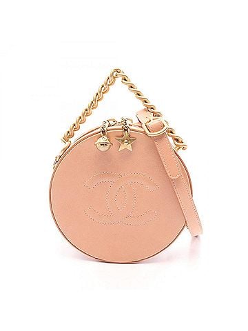 Chanel Chanel Coco Mark Round 2-Way Handbag, Leather, Women's, Pink (view 1)