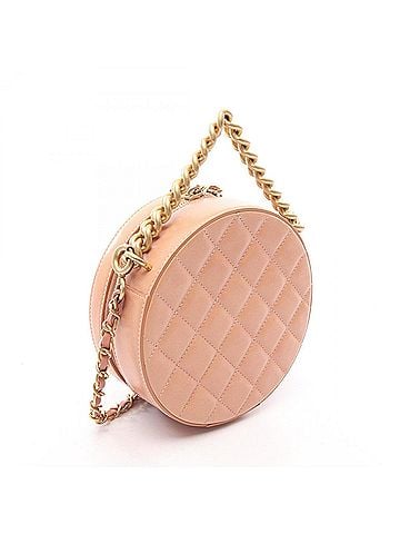 Chanel Chanel Coco Mark Round 2-Way Handbag, Leather, Women's, Pink (view 2)