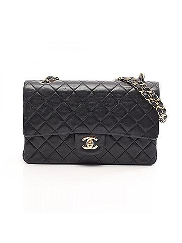 Chanel Chanel Matelassé Double Flap Shoulder Bag/Handbag, Lambskin Leather, Women's, Black (view 1)