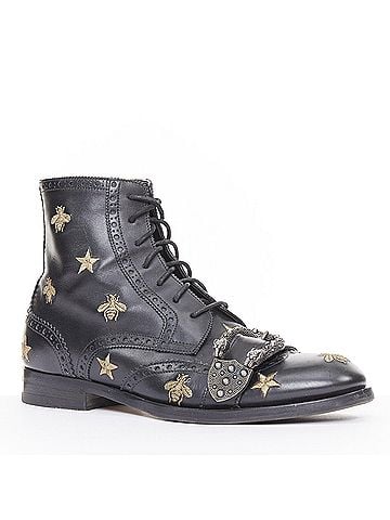 Gucci GUCCI 2018 Runway Queercore bee star embroidery leather brogue boot EU39.5 UK6.5 (view 2)