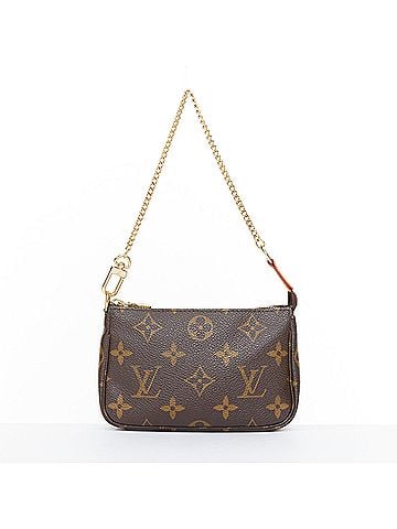 Louis Vuitton LOUIS VUITTON Mini Pochette Accessoires brown monogram canvas chain clutch pouch (view 1)