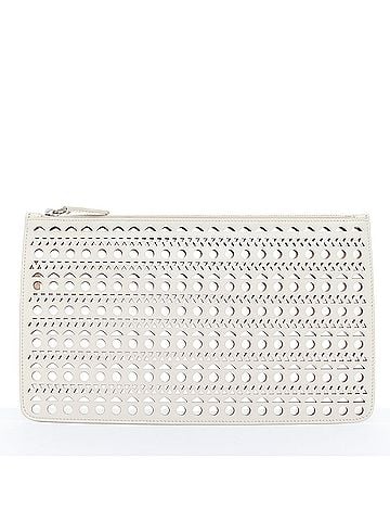 Alaïa Alaia Vienne Tan Leather Laser Cut Flat Zip Pouch (view 1)