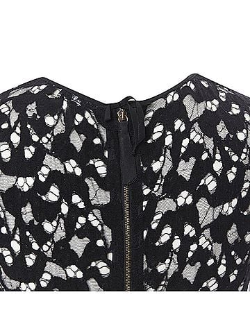 Nina Ricci Nina Ricci black sheer lace cap sleeve zip back tshirt top (view 2)