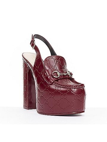Gucci Gucci 2024 Red GG Leather Chunky Platform Heels (view 1)