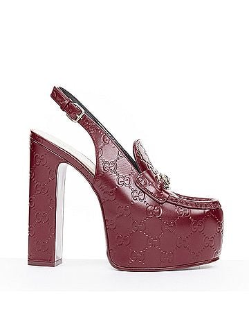Gucci Gucci 2024 Red GG Leather Chunky Platform Heels (view 2)