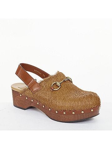 Gucci Gucci 2015 Brown Horsebit Wood Clogs (view 2)