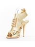 Givenchy 100% Leather Gold Givenchy 2008 Gold Leather Caged Gladiator Heels Size EU 37 1/2 - photo 4