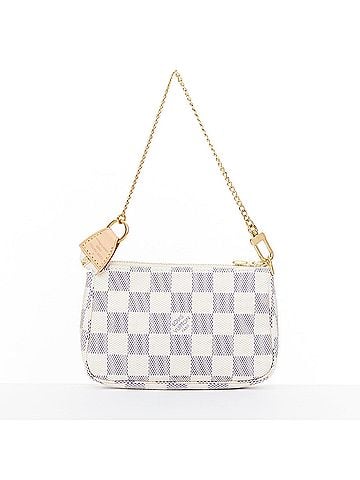 Louis Vuitton LOUIS VUITTON Mini Pochette Accessoires white damier azur canvas chain bag pouch (view 1)