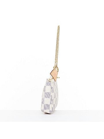 Louis Vuitton LOUIS VUITTON Mini Pochette Accessoires white damier azur canvas chain bag pouch (view 2)