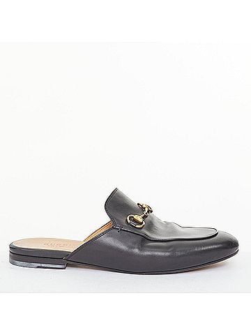 Gucci Gucci Princetown Black Leather Horsebit Loafer Mules (view 1)