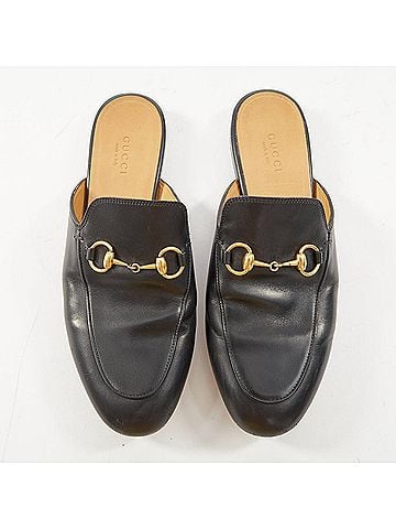 Gucci Gucci Princetown Black Leather Horsebit Loafer Mules (view 2)
