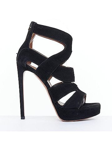 Alaïa Alaia 2012 Black Suede Wavy Caged Platform Sandals (view 1)