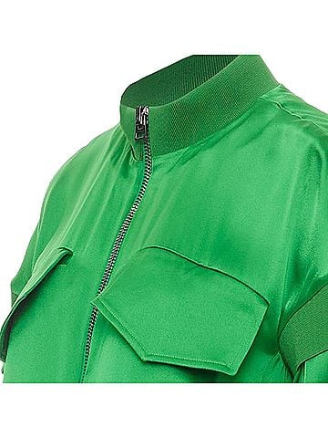 Tom Ford Tom Ford Green Satin Panel Bomber Jacket (view 2)