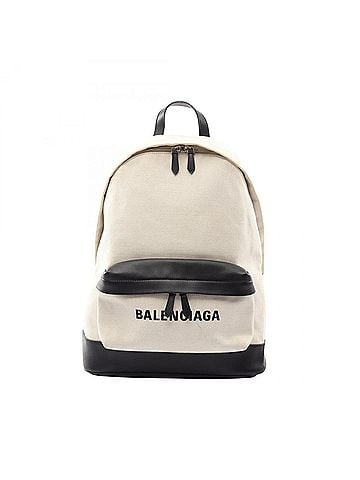 Balenciaga Balenciaga BALENCIAGA Navy Backpack Handbag Canvas Leather Men's Women's Ivory Black 392007 (view 1)